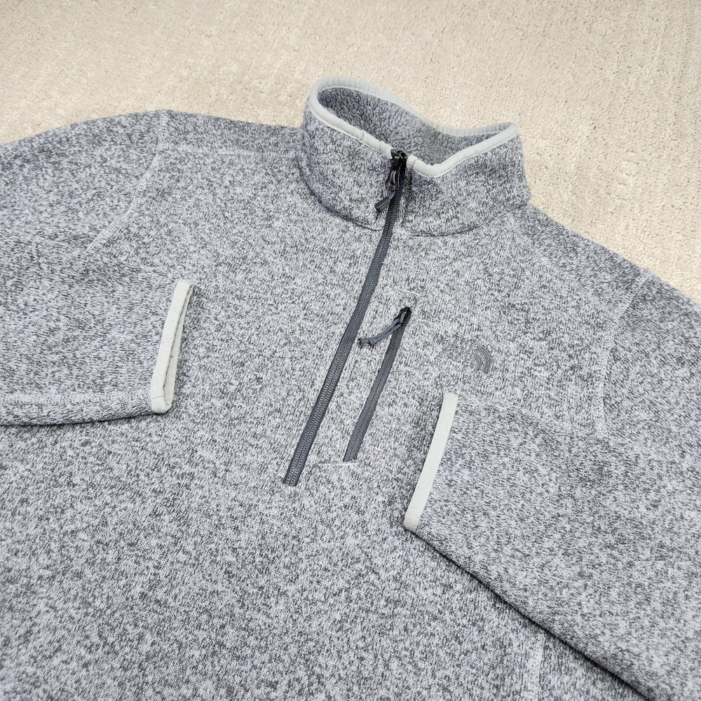 North Face Sweatshirt Men Medium Gordon Lyons Fleece Gray 1/4 Zip Pullover